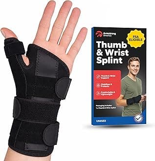 Thumb Splint & Wrist Brace | Carpal Tunnel Wrist Splint with Thumb Spica Splint | Thumb Stabilizer & Wrist Support For Tendonitis Pain, Arthritis, CMC Trigger Thumb (SM/MED, LEFT HAND)