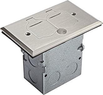 TOPGREENER 705507 Floor Box Kit, 1 Gang 20A Tamper / Weather Resistant Duplex Receptacle, UL Listed - Nickel Plated Brass
