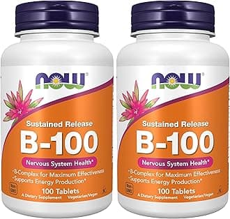 NOW Supplements, Vitamin B-100, Sustained Release, Energy Production*, Nervous System Health*, 100 Tablets (Pack of 2)