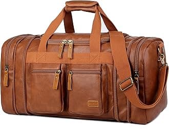 Leather Travel Duffel Weekender Bag Carry on Overnight Bag Sports Duffel bag For men and Women HB-21, Brown,