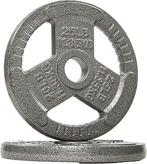 Signature Fitness Olympic 2-Inch Cast Iron Plate Weight Plate for Strength Training and Weightlifting, Multiple Sizes