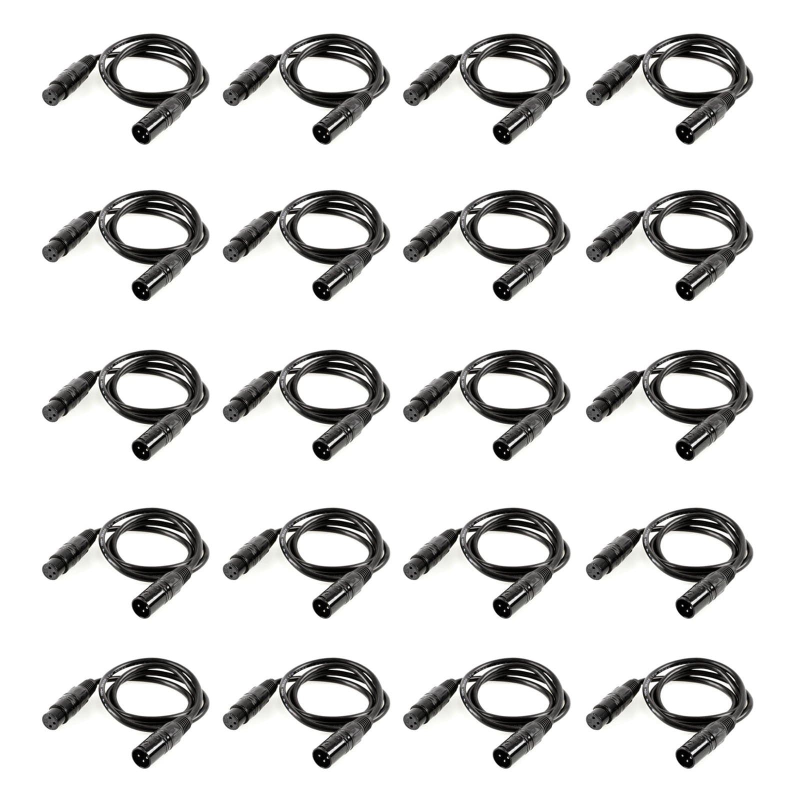 20 Pack 6.5ft DMX Cable with 3 Pin Signal XLR Male to Female Connector, Flexible DJ Stage Lighting Wire