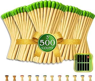 500 Count - 3" Long Green Color Matches | Three Inch Coloful Loose Wooden Safety Match Sticks for Candle Display | Refill Decorative Jar Holder Bottle | Striker Included