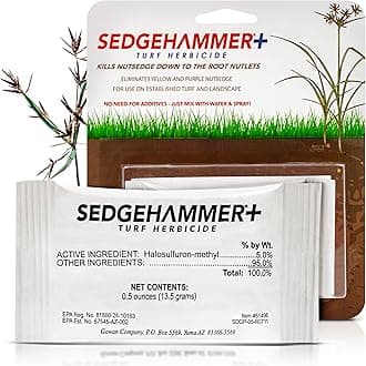 Sedgehammer Plus Turf Herbicide - 2 Pack of 13.5 Gram Pack of USA-Made Purple & Yellow Nutsedge Killer for Lawns with Pre-Mixed Surfactant - Lawn & Pet Safe Weed Killer Mix for Residential Use