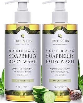 Unscented Body Wash for Sensitive Skin & Dry Skin - Moisturizing pH Balanced Fragrance Free Body Wash, Hydrating Sulfate Free Body Soap for Women & Men w/Organic Shea Butter, Natural Aloe