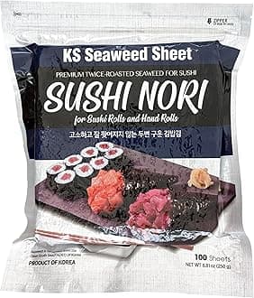 Twice Roasted Seaweed Sheets 7.50 in x 8.25 in (100 Sheets)