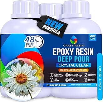 Deep Pour Epoxy Resin Kit 51 Oz – for 2” Pours, Casting Resin Epoxy for River Tables, Wood, Flower Preservation & DIY Crafts – Crystal Clear & Bubble Free, UV Resistant & Food Safe