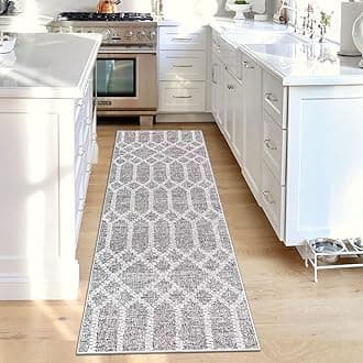 Calore Carpet Runners for Hallways Non Slip Washable Runner Rugs Long Soft Kitchen Runner Grey Hallway Hall Runners for Bedroom Hallways Living Room Kitchen (Boho Grey, 80 x 300 cm)