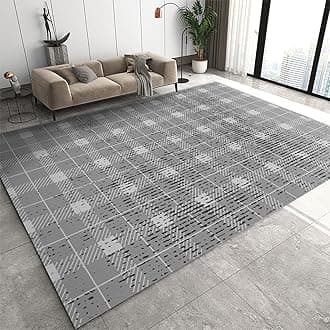 Gray Checkered Rugs, Abstract Black Graffiti Spots 7' x 8' Floor Carpet Non-Slip, Machine Washable with Non-Slip Backing Area Rug for Bedroom Office Entrance