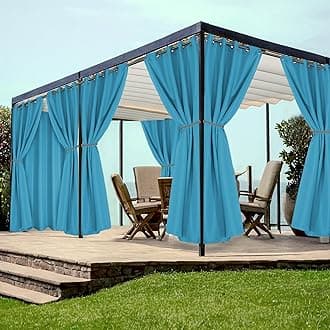 HolidayIdeas Grommet Outdoor Curtains for Patio Waterproof 8 Pcs All Weather Balcony Outside Curtains for Apartments, Gazebo, Pergolas, Porch, 54x120 Inch, Teal