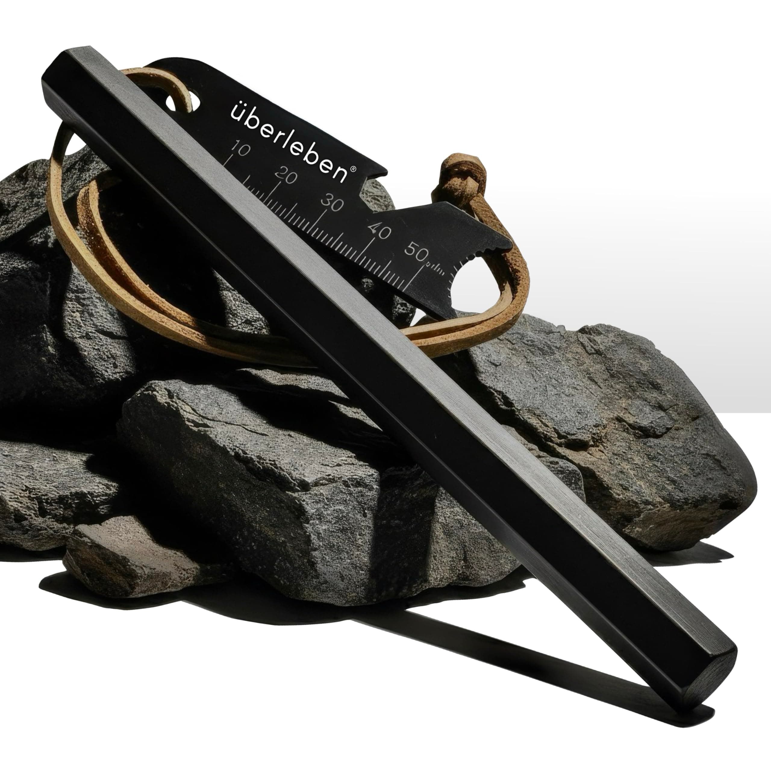 Hexå Fire Starter | 1/2” Thick Hexagon Bushcraft Fire Steel | 3” or 6” Lengths | 20,000 Strikes | Survival Ferro Rod | Multi-Tool Striker & Full Grain Leather Lanyard