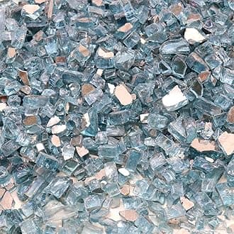 Fire Glass for Fire Pit - Aqua Blue- 0.5 Inch 18 lbs - High Luster Reflective Tempered Glass Rocks for Natural or Propane Gas Fireplace or Fire Pit (0.5 Inch - Ref. Aqua Blue, 18.00, Pounds)…