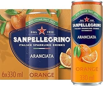 Italian Sparkling Drinks Tastefully Light Sparkling Orange Canned Soft Drink 6 x 330ml, 64k Cals per Can