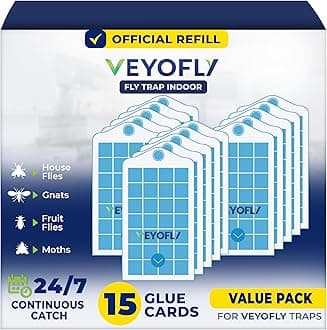 VEYOFLY Refill Flying Insect Trap, Insect Catcher, Indoor Fly Trap, Indoor Flea Trap, Safer Home, Indoor Mosquito & Fruit Fly Trap, (Refill 15-Pack)