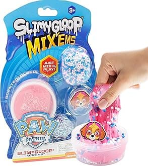 Paw Patrol SLIMYGLOOP Mix'Ems Bubblegum Cloud Slime, 2.5 oz With Fun Mix-Ins, Rubber Skye Charm, Toys for 3 Year Old Boys, Fidget Toy, Super Soft Non-Sticky Stress Relief Toy
