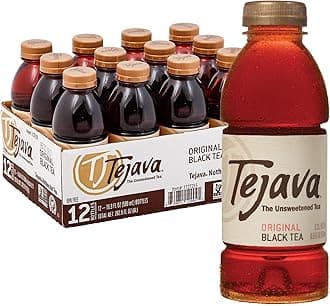 Tejava Original Unsweetened Black Iced Tea, 16.9 Ounce PET Bottles, Award Winning, Non-GMO-Verified, from Rainforest Alliance-Certified farms (12 Pack)