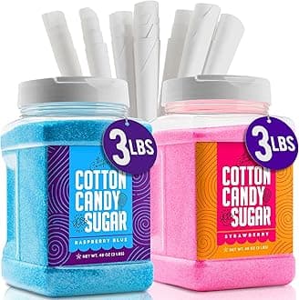 The Candery Raspberry Blue and Strawberry Cotton Candy Floss Sugar Jars (Pack of 2,3lbs)