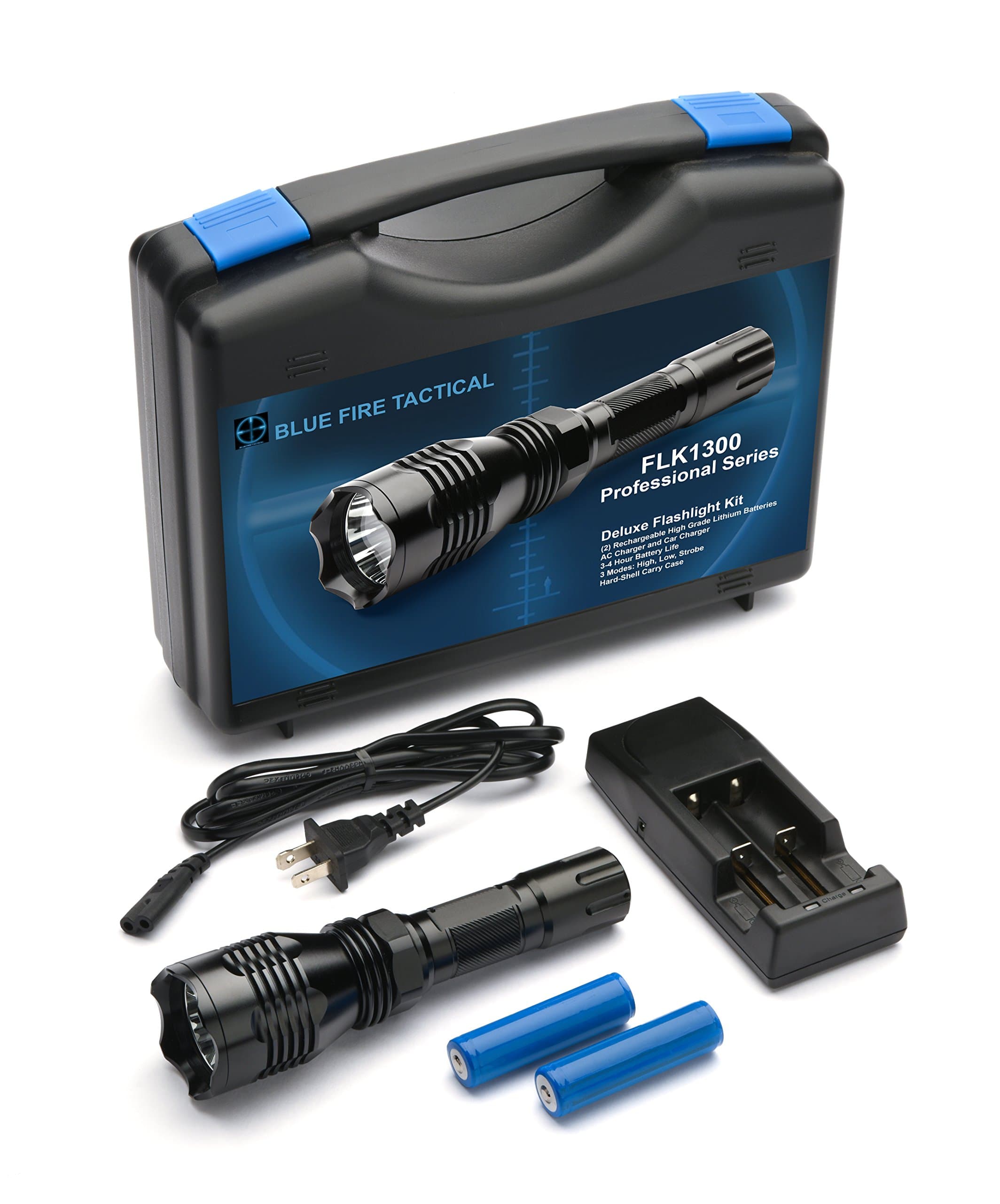 Rechargeable Flashlight Kit by Blue Fire Tactical – for Hunting, Hurricanes, Emergencies, Camping & Everyday Home Use