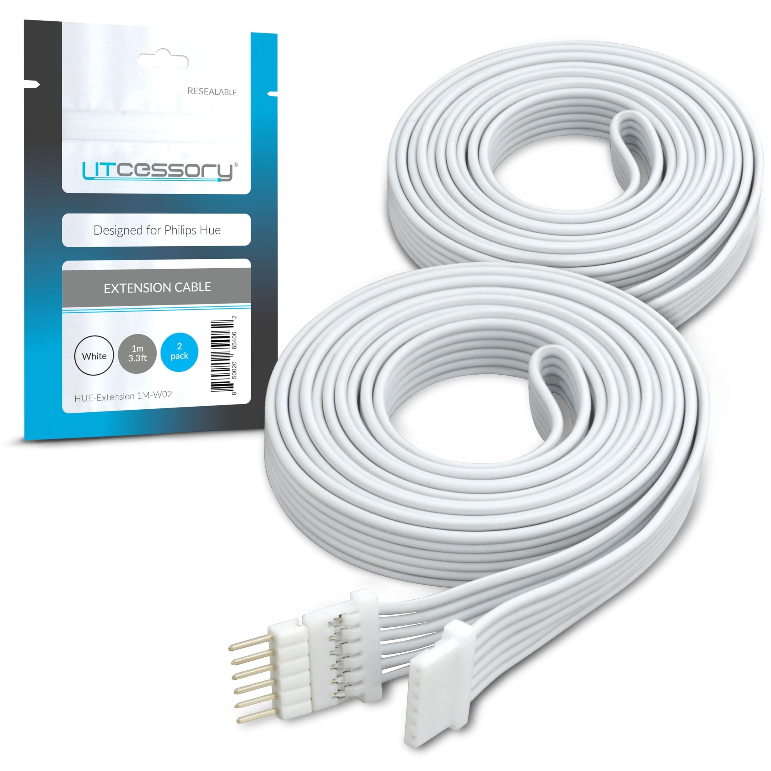 Extension Cable for Philips Hue Lightstrip Plus (1m, 2 Pack, White)