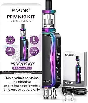 SMOK PRIV N19 Vape Kit [7 Colour and Black] - 1200mAh Integrated Battery Pen Style Mod UK Compliant 2ml Capacity No Nicotine