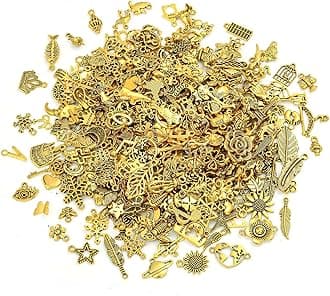 400 Pcs Charms for Jewelry Making and Bracelets Making, Wholesale Bulk Lots Jewelry Making Charms Tiny Assorted Mixed Tibetan Anti-gold Metal Charms Pendants for Necklace Bracelet Jewelry Making