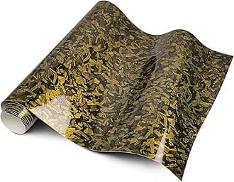 Lypumso Forged Carbon Fiber Vinyl Wraps, High Gloss Car Wrap Vinyl Rolls for DIY, Self-Adhesive Stickers with Air Release Technology for Auto Interior and Exterior (Yellow Forged Carbon, 2ft x 5ft)