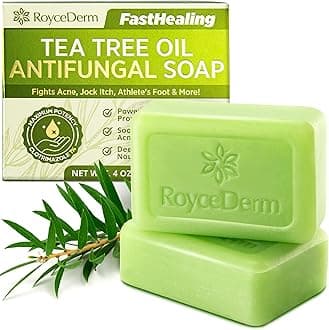 Antifungal Antibacterial Tea Tree Soap: Antifungal Antibacterial Treatment for Face & Body Acne, Athlete's Foot, Tinea, Folliculitis Ringworm Jock Itch (Pack of 1)