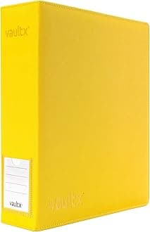 Vault XPremium Exo-Tec 3 Ring TCG Binder for 9 Pocket Trading Card Pages - 50+ Page Capacity Easy Open 3 D-Ring Clip Binder for TCG CCG Photo Cards (Large, Yellow)