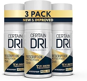 Certain Dri Anti-Perspirant| Prescription Strength Clinical | Most Effective Anti-Perspirant Without a Prescription | Up to 72 Hour Protection | Roll-On | 1.2 oz | 3 Pack