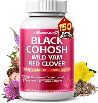 Black Cohosh 9,600mg* – Hormonal Balance Support with Wild Yam, Red Clover, Ashwagandha, Chasteberry & More – 150 Capsules