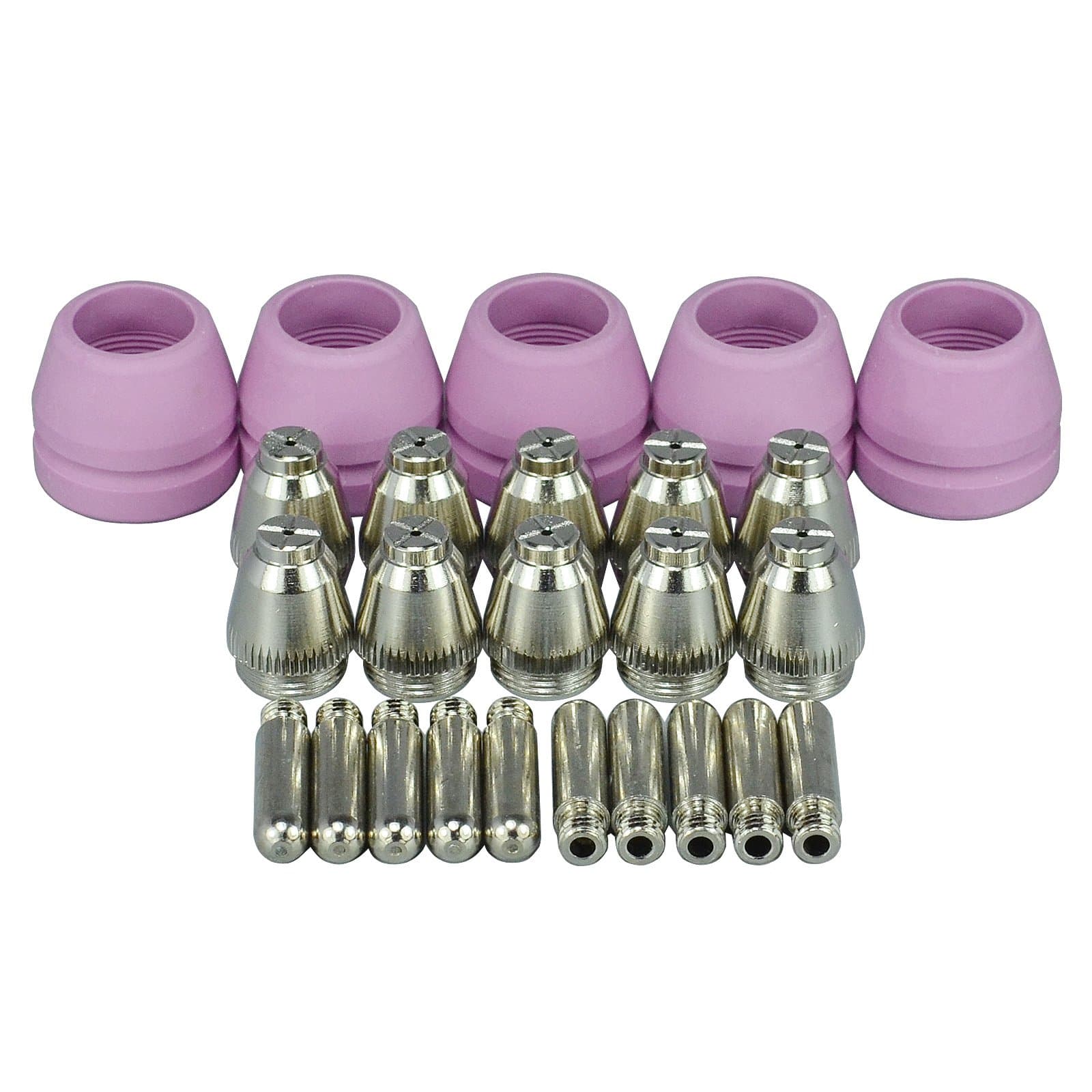 – WSD-60P AG-60P Plasma Electrode with Hafnium Wire Tips Nozzle 1.2mm 60Amp Alumina Nozzle Ceramic Cups with Groove kit Fit CUT-60 LGK-60 Plasma Cutter Pilot ARC Start 25pcs