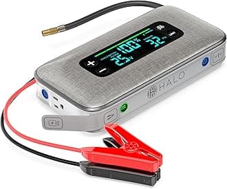 HALO Bolt Ultimate 3 Portable Car Battery Jump Starter | 130 PSI Air Compressor, 55.5Wh USB Power Bank, Large Display, Emergency Floodlight & Charger, Jumps Cars SUVs & Trucks, Inflates Tires — Silver