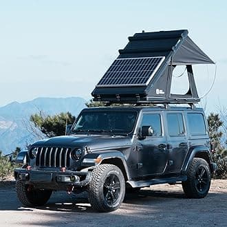 Rooftop Tent Hard Shell,Solar Panel Roof top Tent Hardshell, pop up Rooftop Camping for Jeep Truck Car SUV Van Wrangler.