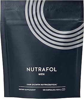 Nutrafol Men's Hair Growth Supplements, Clinically Tested for Visibly Thicker Hair and Scalp Coverage, Dermatologist Recommended - 1 Month Supply, 1 Refill Pouch