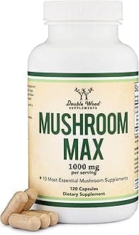 Double Wood Supplements Mushroom Complex - 1,000mg Blend of Top 10 Essential Mushrooms (Grown in The USA) (Lion's Mane, Turkey Tail, Reishi, Cordyceps, Chaga, Shitake, Maitake, K Trumpet, and More) by