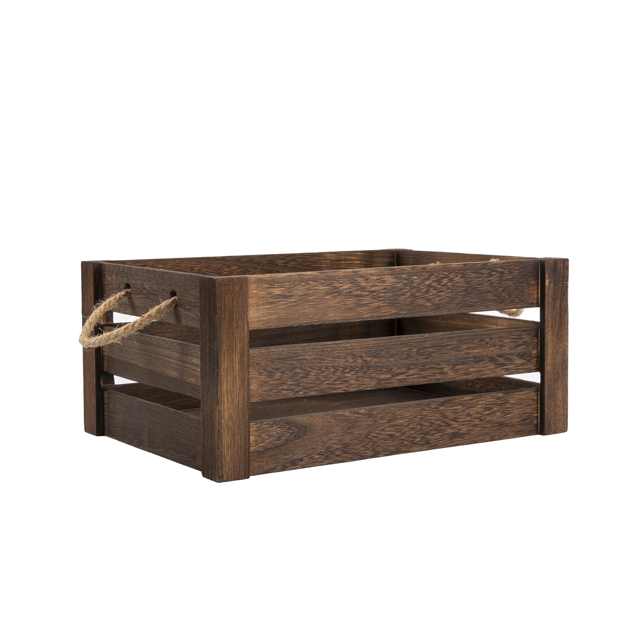 BASIC HOUSE Strong Rope Handle Wooden Crates Storage Hampers Racks Shelves Storage Box (Large)