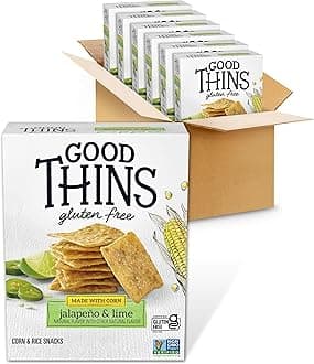 Good Thins Jalapeño & Lime Corn & Rice Snacks Gluten Free Crackers, Bulk Snack Crackers, 6 - 3.5 oz Boxes