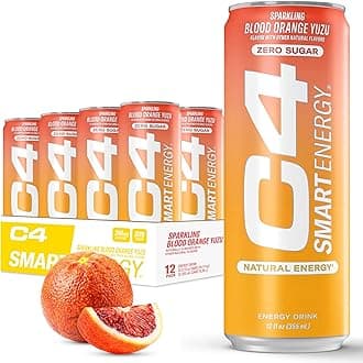 CellucorC4 Smart Energy Drink – Boost Focus and Energy with Zero Sugar, Natural Energy, and Nootropics - 200mg Caffeine - Blood Orange Yuzu - 12 FL OZ (355 ml) - Pack of 12