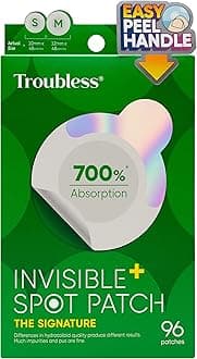 Trouble Invisible Dot Patch The Signature | Hydrocolloid Dot Patch for Face | Thin Protective Patch with Easy Peel Handle | Long Lasting Overnight Dot Patch | 2 Sizes, 96 Count (Pack of 1)
