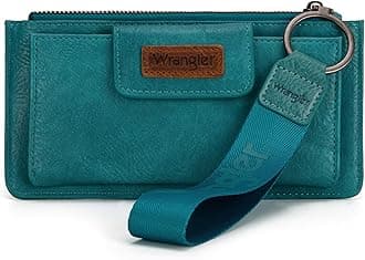 Montana West X Wrangler Wallet for Women Ladies Female Card Cases & Money Organizers Wristlet with Wallet Large Clutch with Coin Purse Smooth Zipper and Rfid Lining