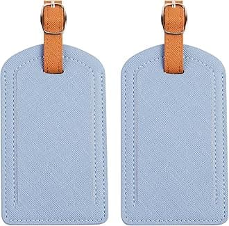 Premium Colored Luggage Tags for Luggage, Travel Bags and Suitcases by Adventure Goods - Light Blue (Pack of 2)