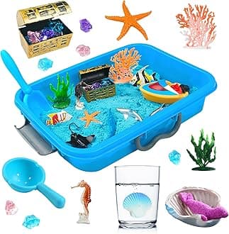 AGENTLAN Ocean Sensory Bin, Ocean Sensory Water Toys with Sea Animal for Toddlers Boys and Girls, Kids Toys Gift Sand Box for Age 3 4 5 6 7 8