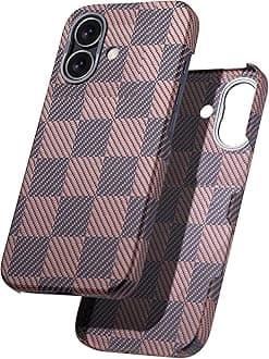 GESIHOPY Aramid Fiber for iPhone 16 Case,Compatible with Magnet,Slim & Light Case for iPhone 16, Case-Less Touch Feeling, Checkerboard