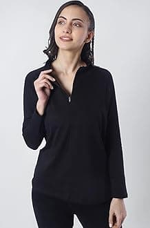 - Women's Cotton Regular Fit Tshirt Full Sleeve Zipper Tshirt T-Shirt Full Sleeves