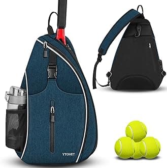 Ytonet Tennis Bag, Tennis Sling Backpack Crossbody Water Resistant for Men Women, Compatible for Pickleball Badminton Rackets