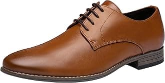 JOUSENMen's Oxford Classic Plain Toe Derby Dress Shoes(10.5,Brown)