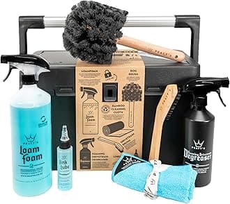 Peaty's Complete Bicycle Cleaning Kit - Bike Cleaner Kit with Foam Cleaner, Degreaser, Chain Lube, Bike Cleaning Brushes, Cloth and Toolbox, Cycling Gifts & Maintenance for MTB, E-Bikes, Road & Gravel