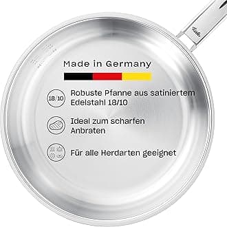 Pure Collection/Stainless Steel Frying Pan (Diameter 24 cm) Uncoated Saucepan Internal Scale Made in Germany - Induction