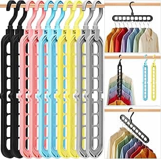 HEYHOUSE Closet Organizers and Storage,College Dorm Room Essentials,Pack of 10 Multifunctional Organizer Magic Space Saving Hangers with 9 Holes Storage Organization for Wardrobe Closet