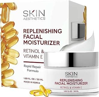 Retinol & Vitamin E Daily Face Moisturiser - Repairs & Moisturizes, Reduces Wrinkles & Smooths, Anti-Aging Day Cream, Cruelty Free Korean Skincare For All Skin Types - 1.69 ml